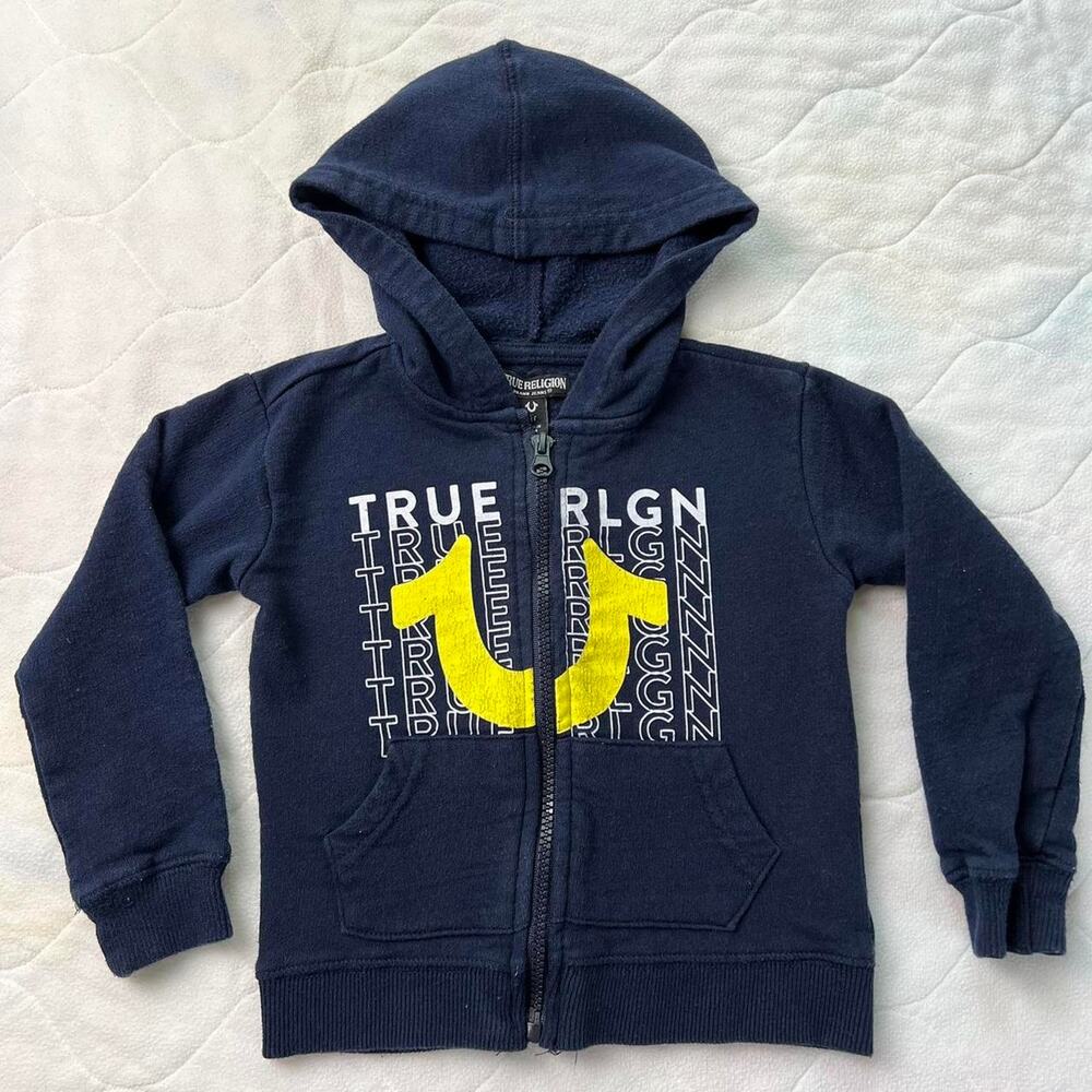 True Religion Size 2T zip up hooded sweatshirt toddler Kids Youth